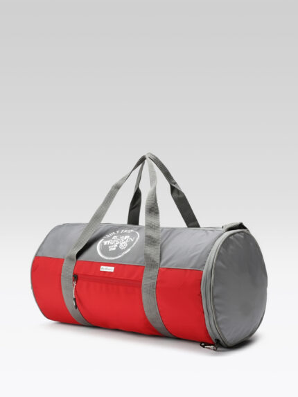 Bad Habit Ember Steel Duffel Bag 60L – Extra Large Gym & Travel Duffel | Waterproof Sports Bag with Shoe Pocket | Carry-On Weekender Bag for Men & Women – Gray & Red