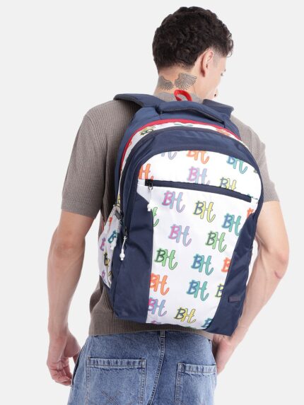Bad Habit Varsity Typographic Backpack: White